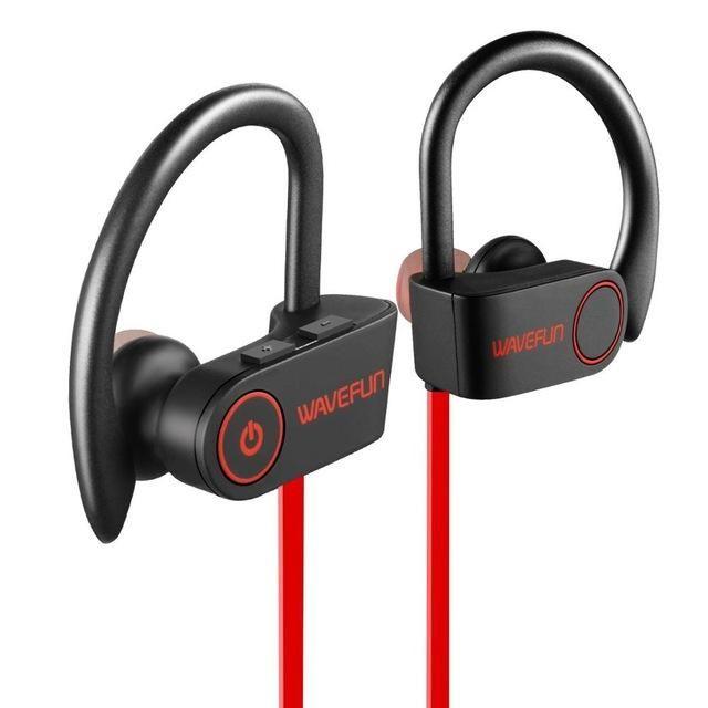 Wavefun bluetooth headphones IPX7 waterproof wireless headphone sports bass bluetooth earphone with mic for phone iPhone xiaomi